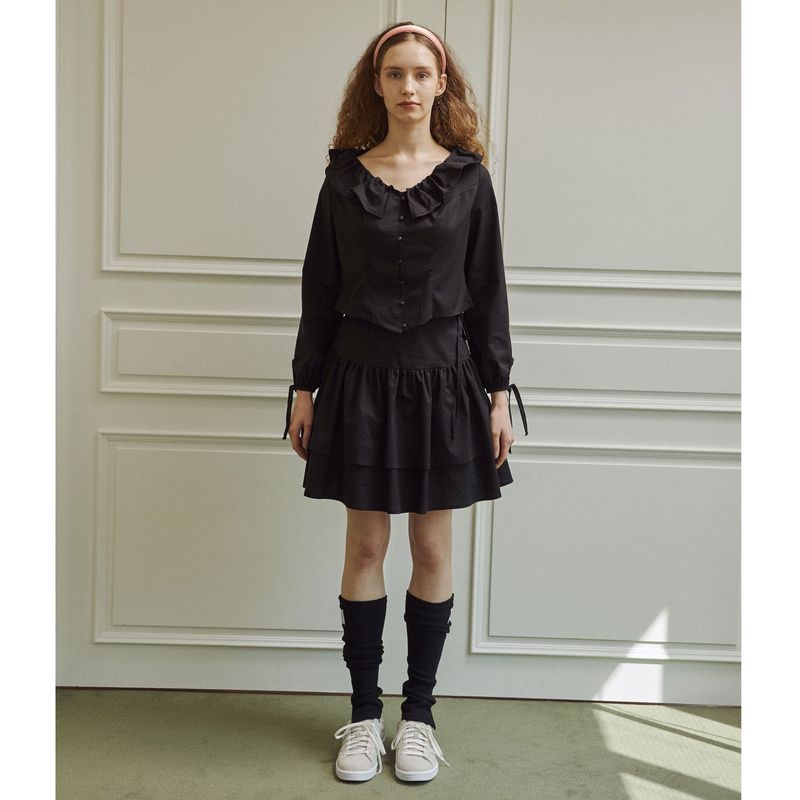 delidi（ディライディ）の「Droplet ruffle skirt (black)（Skirts）」