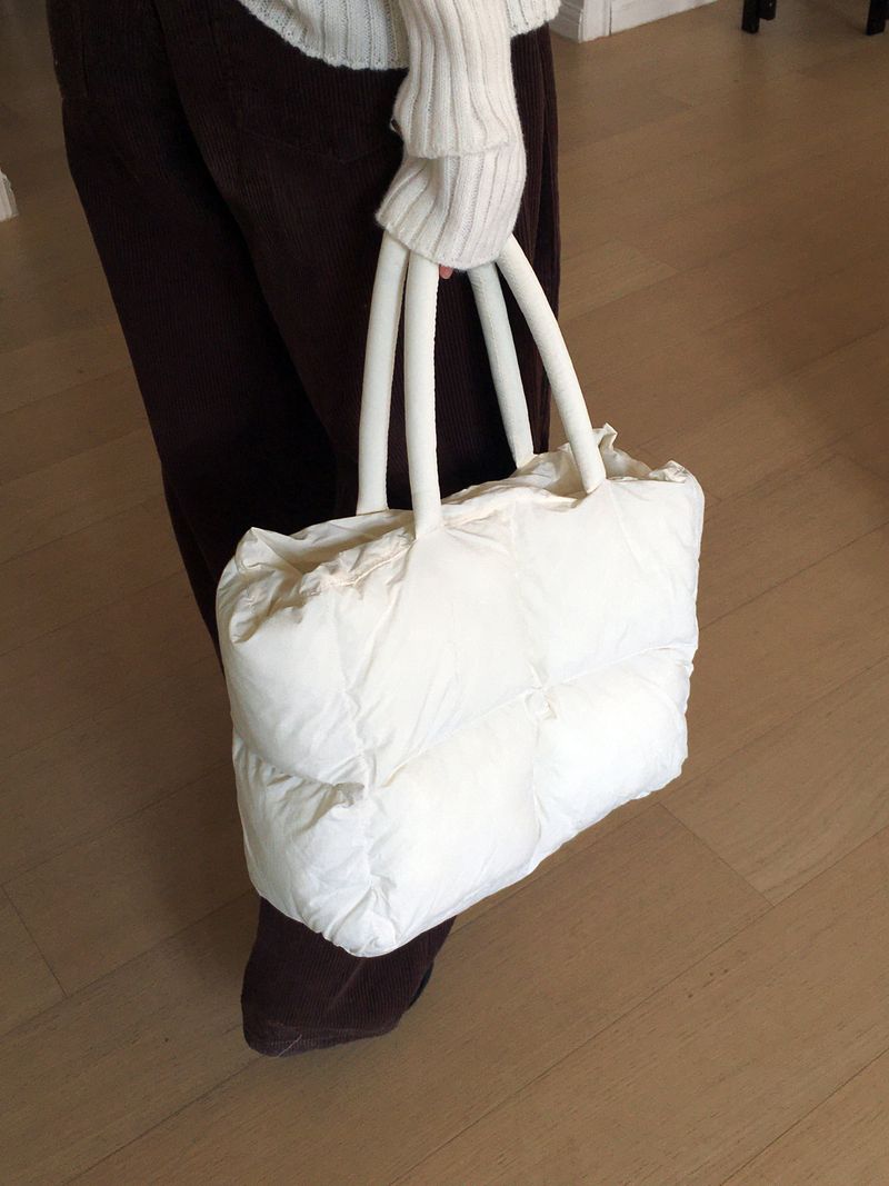 Dukan Waffle Padded Quilted Square Big Shoulder Bag