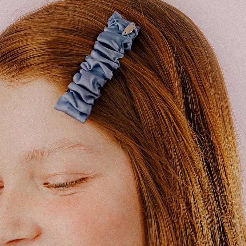 SQUARE SHIRRING HAIR PIN (SKY BLUE)