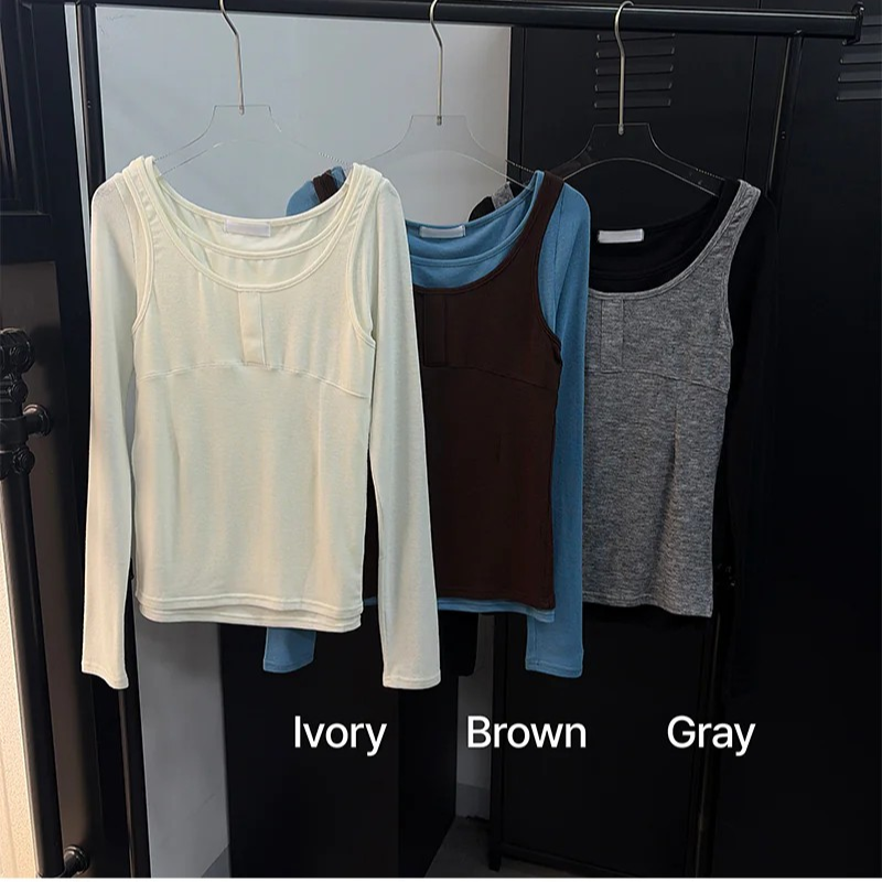 Two tone layered slim top(3color)