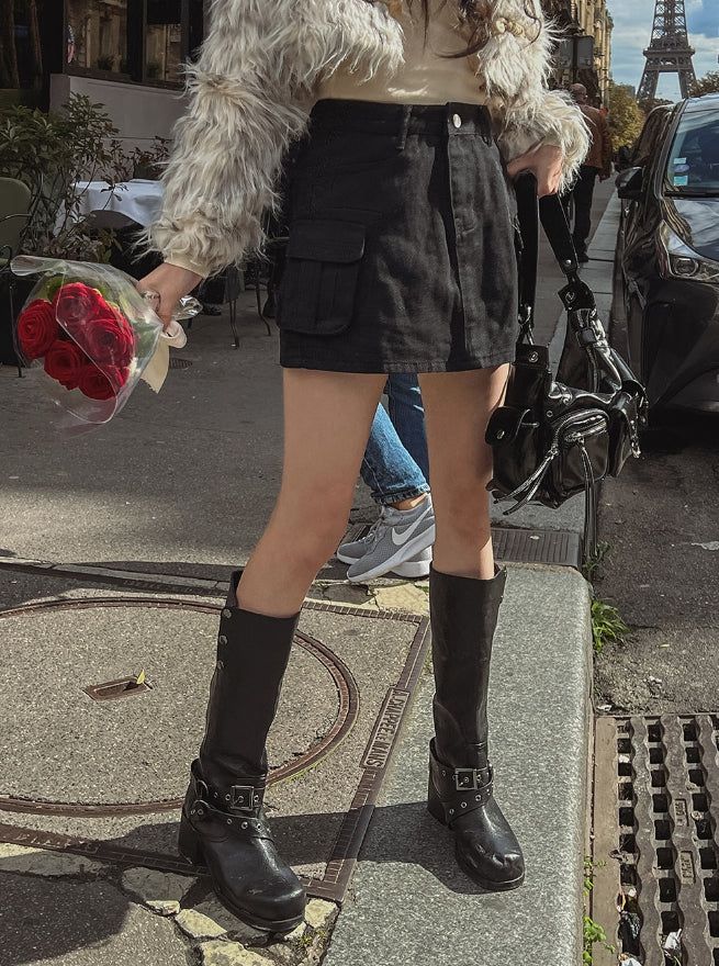 Phase washing cargo mini skirt