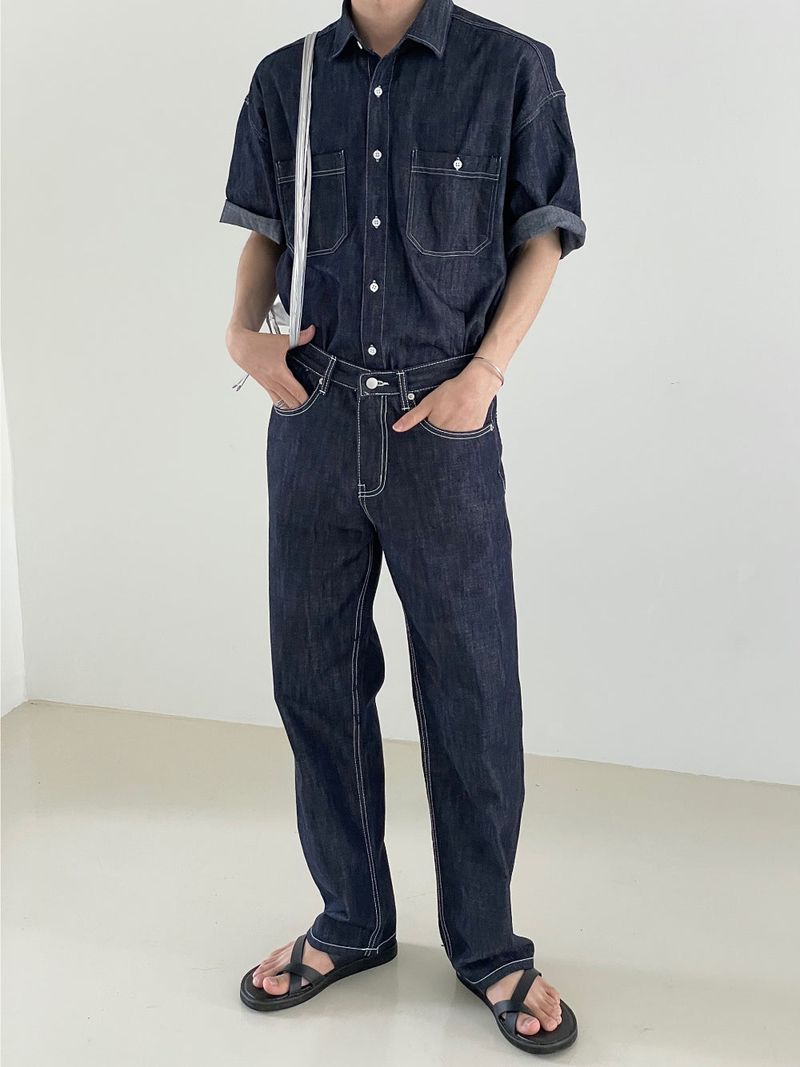 Modern denim set up half shirts