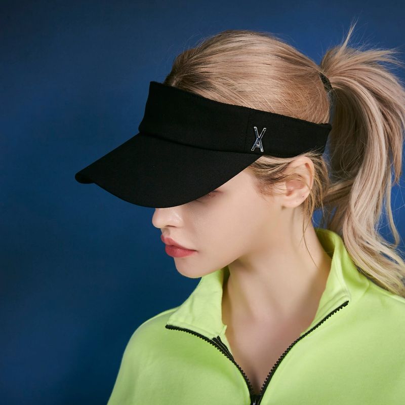Stud logo over fit sun-visor cap Black