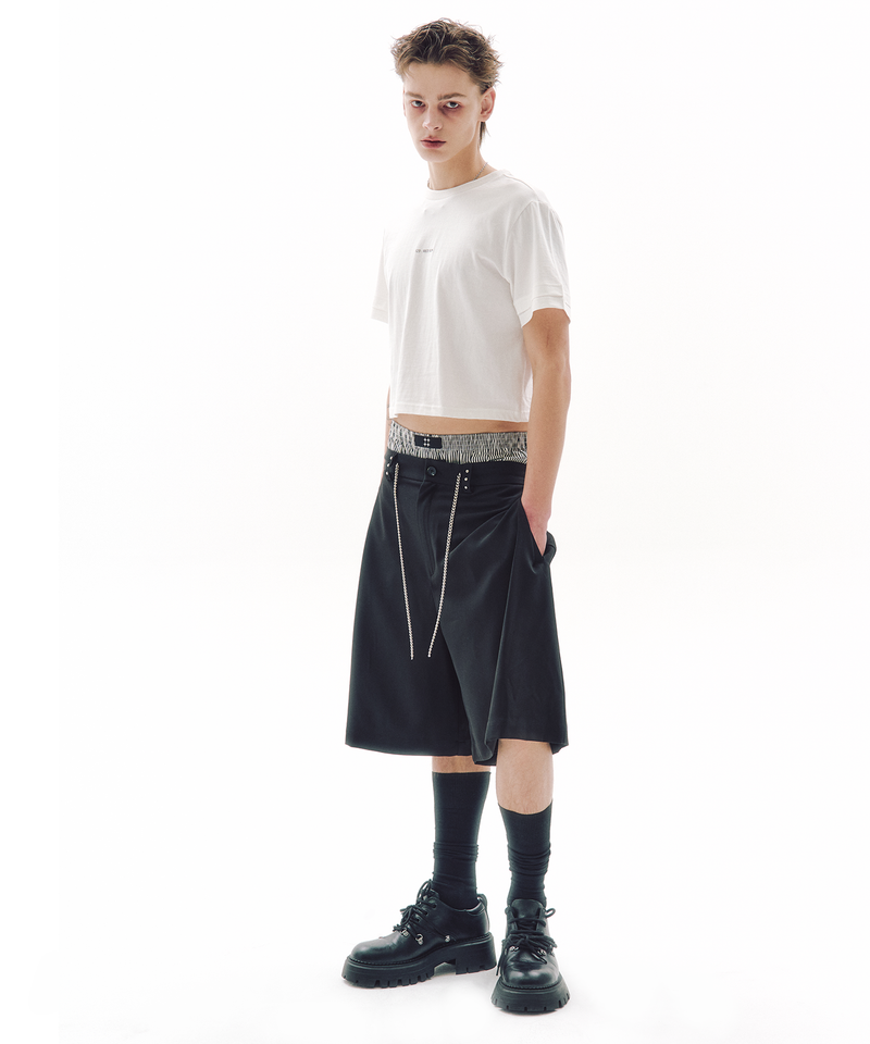 TWIN CUFF CROP T-SHIRT