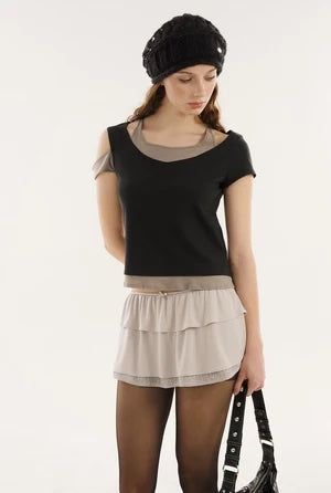 Slit layered top