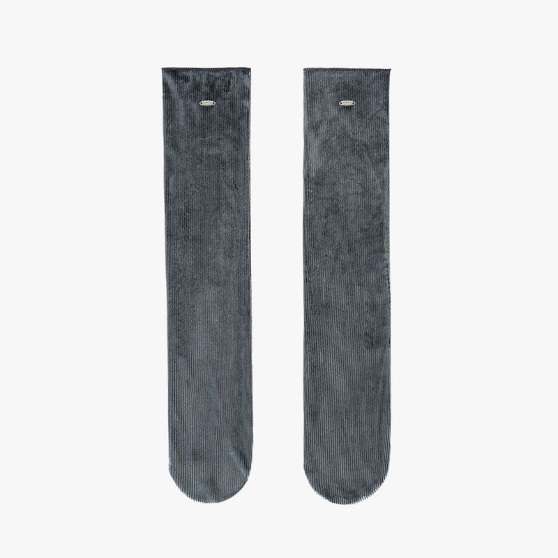 VELVET MIDDLE SOCKS (DEEP GRAY)