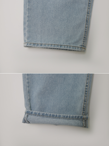 Vintage Washed Denim Wide Straight Pants