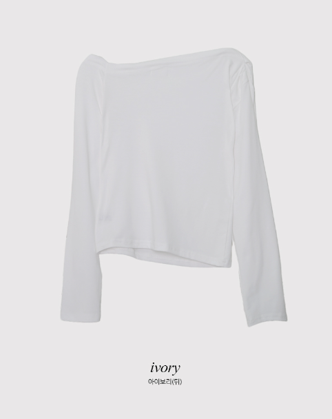 リボンストラップワンショルダースリムTシャツ (3color)