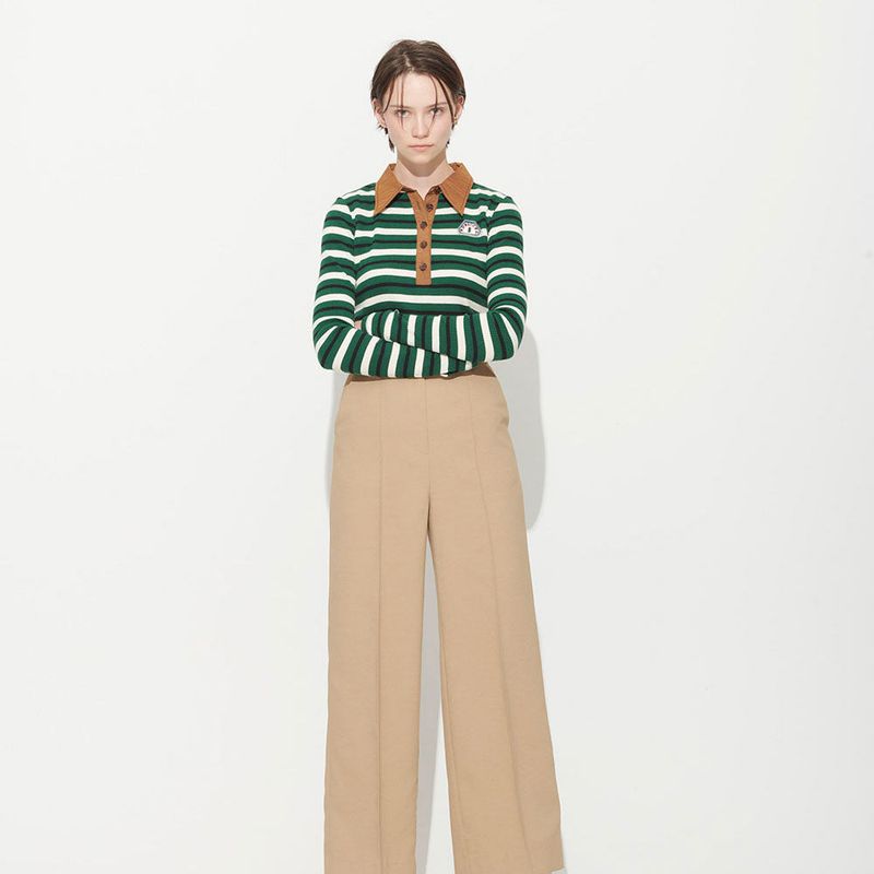 PUBLICKA X(パブリカエックス)の「 VICTORIA STRIPE TEE, GREEN+IVORY S(Tops)」