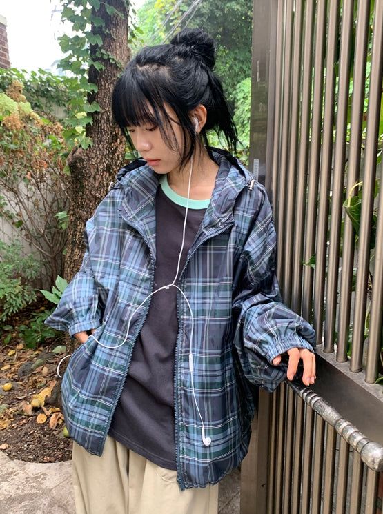 BAON（バオン）の「[unisex] Silphyd Over Fit Check Windbreaker Jacket（Jackets/Outerwear）」