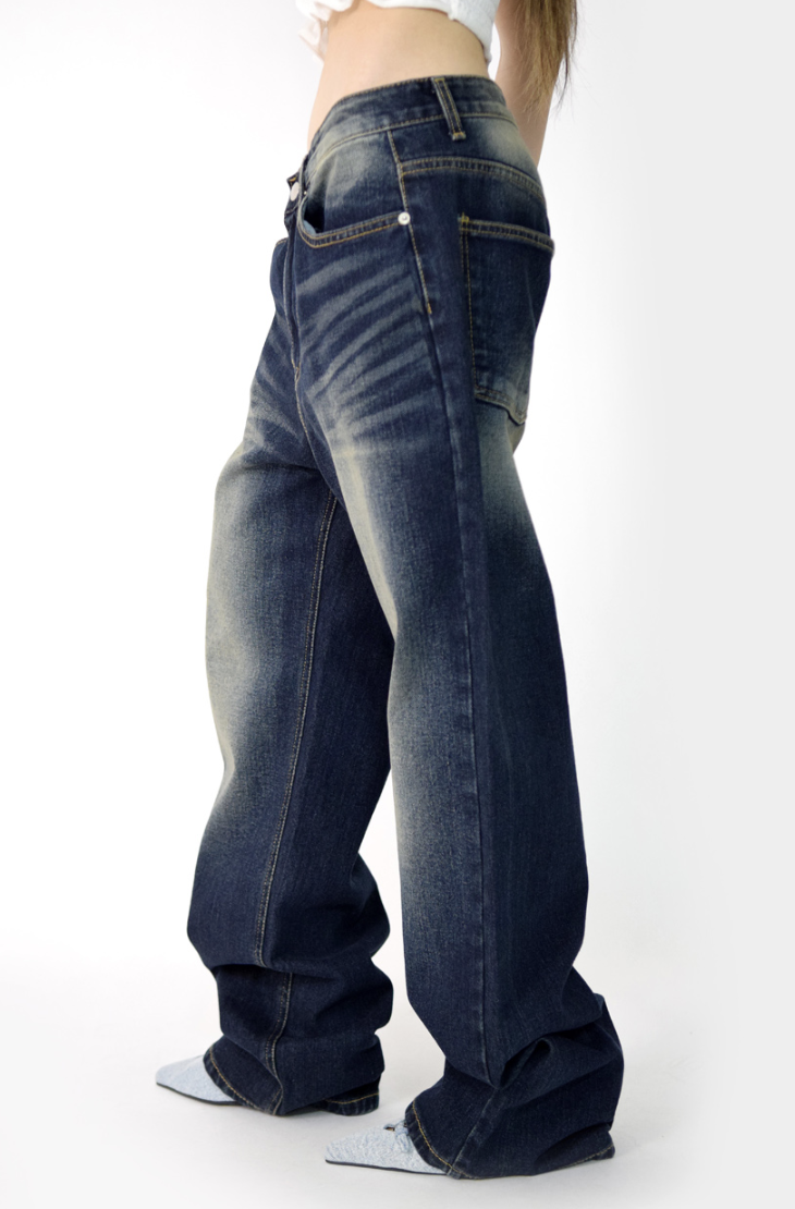 (UNISEX)fall blue denim pants