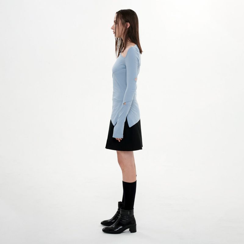 CUTOUT ZIPPER TOP(SKY BLUE)