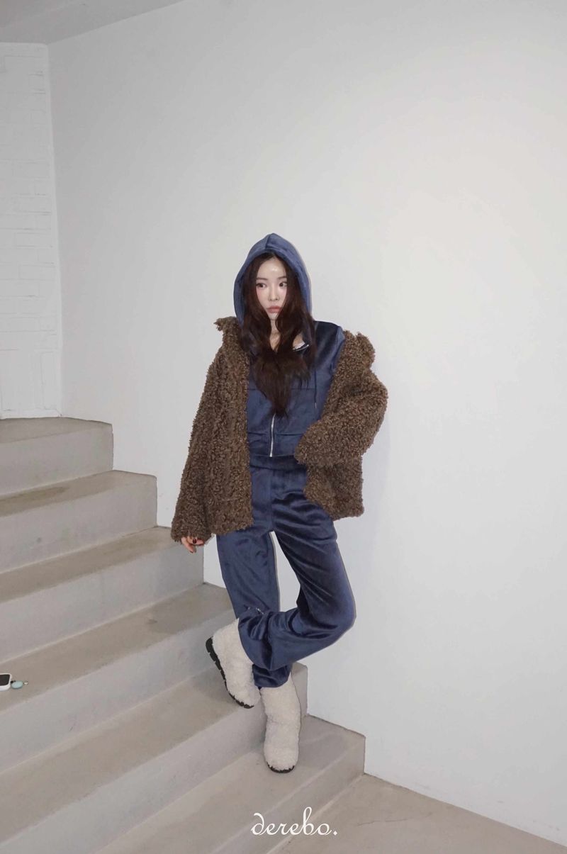 Dark Brown Poodle Fur Jacket