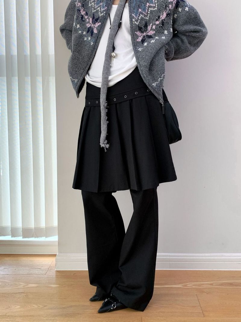 Fake Pleats Skirt Casual Pants