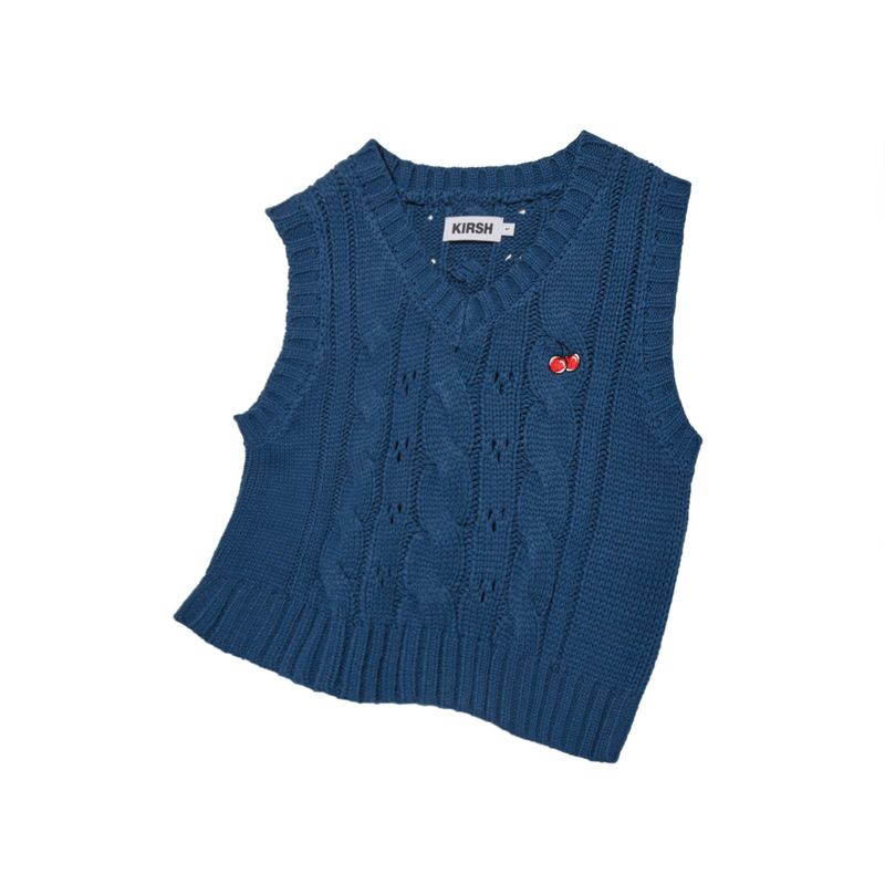 KIRSH（キルシー）の「SMALL CHERRY CABLE CROP KNIT VEST [INDIGO BLUE]（Tops）」
