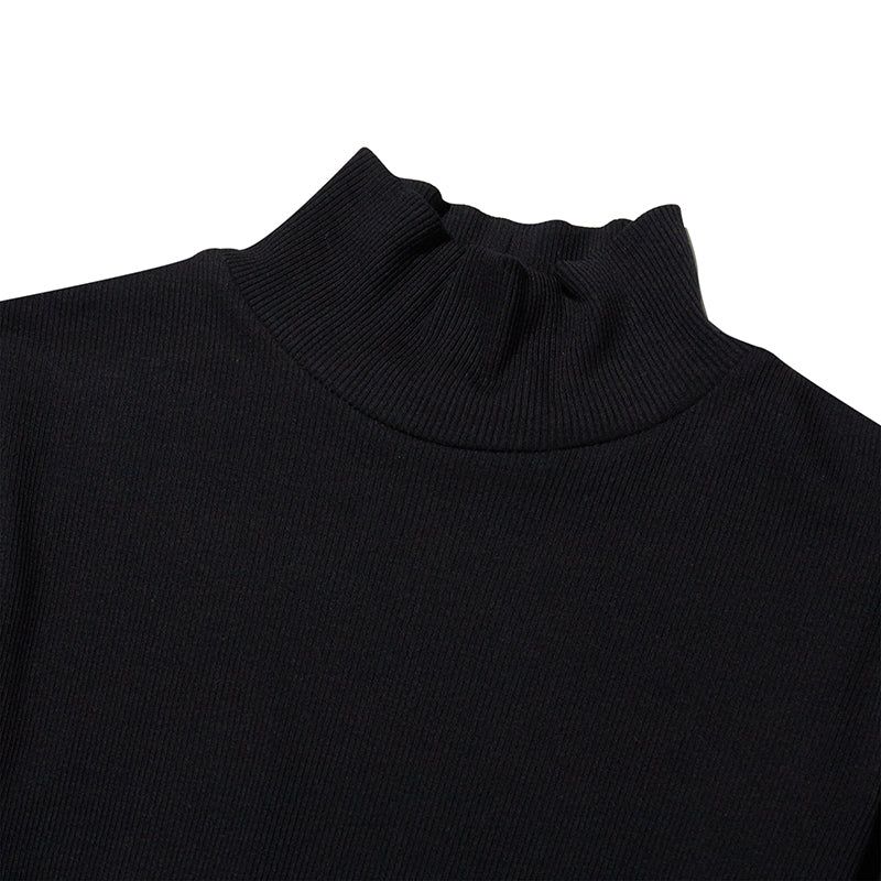 CHERRY BASIC HALF NECK T-SHIRT [BLACK]