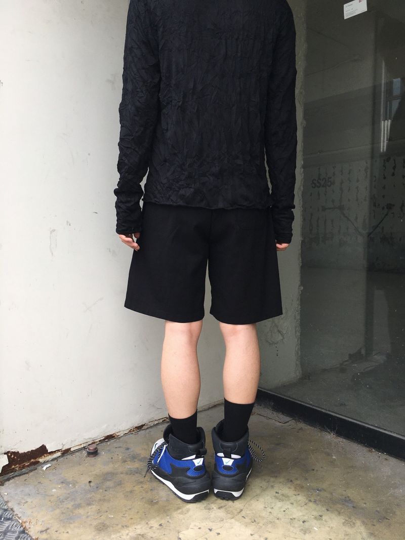 Basic Double-Pintuck Linen Shorts 4C