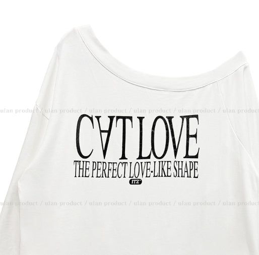 Kitten Lettering One-Shoulder String Sweatshirt