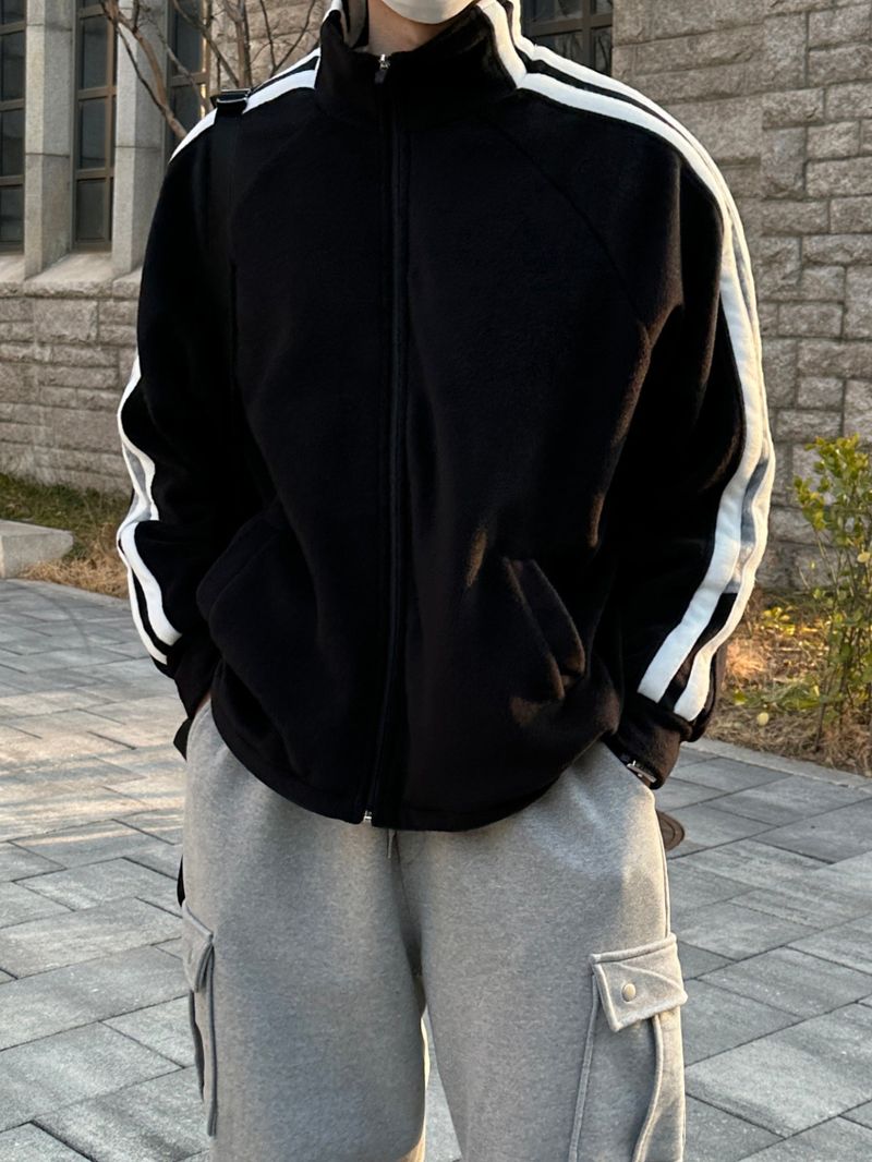 LMN line fleece jersey (black)
