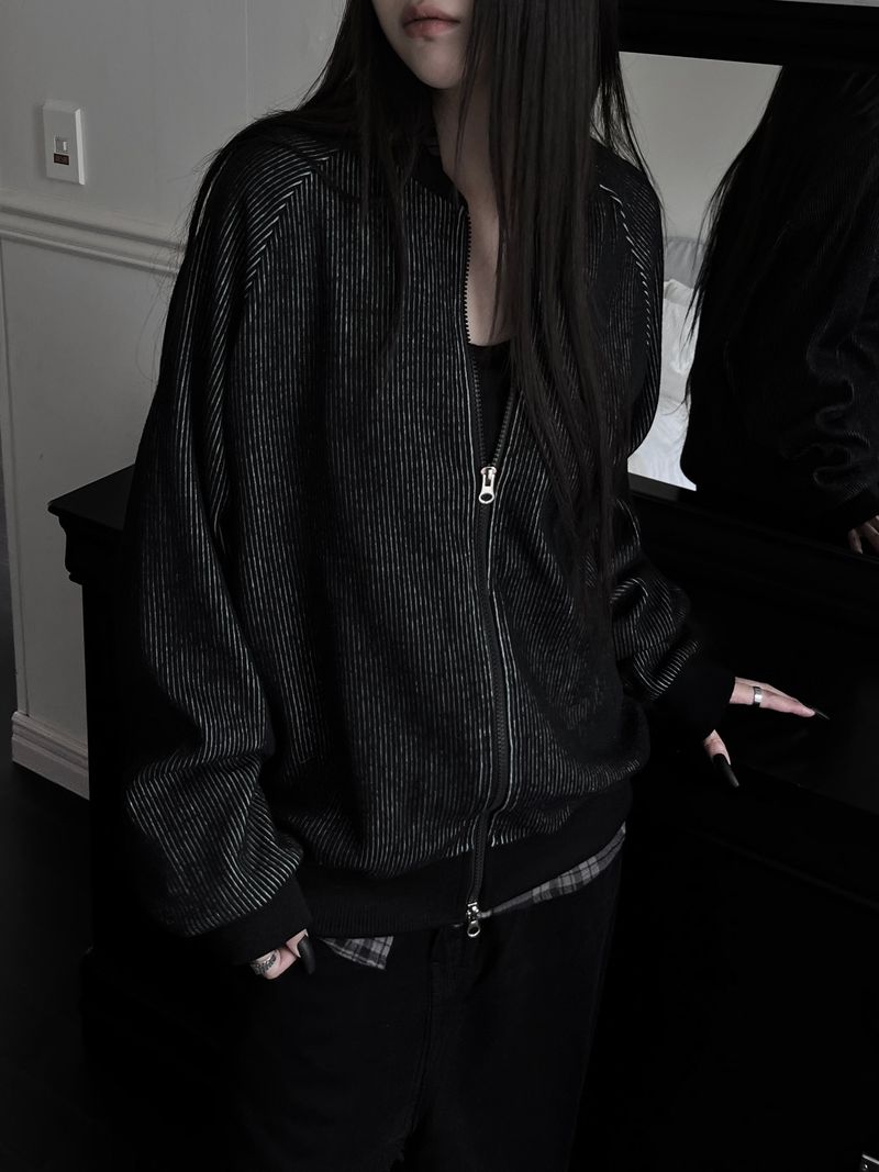 pair wool stripe zip-up (unisex)