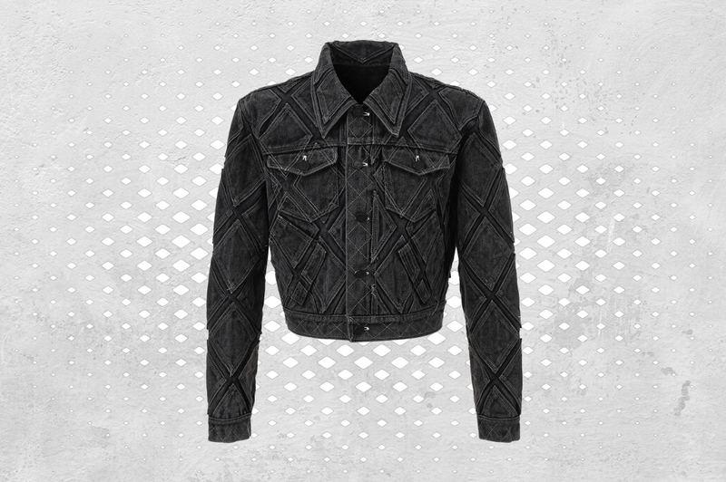 DIAMOND PATCH WASHING BLACK DENIM JACKET