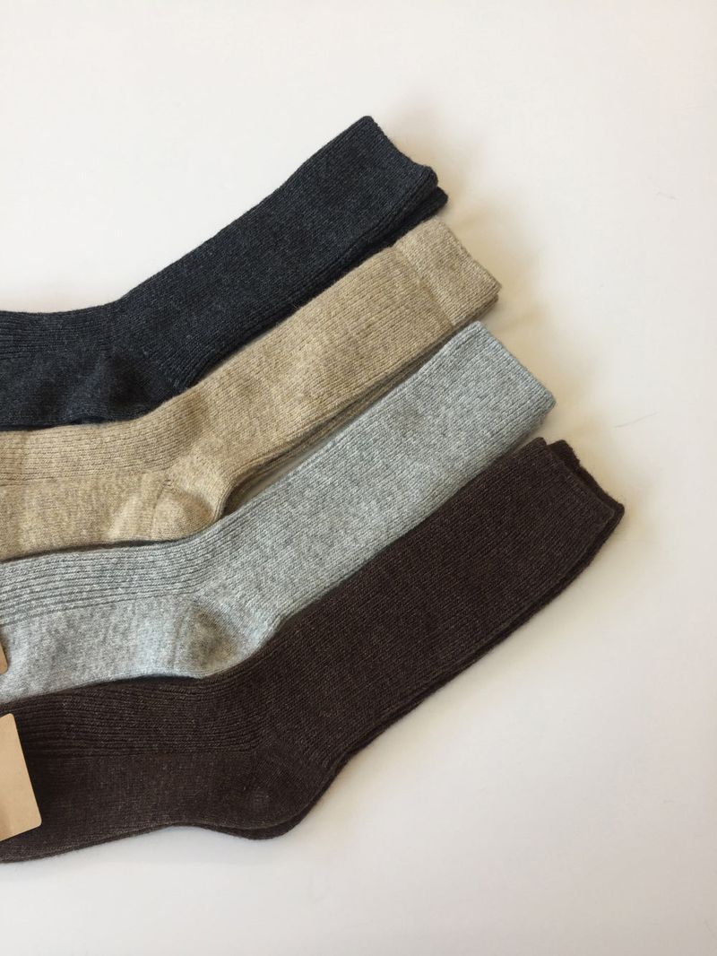 Ribbed Fine Wool Socks (4color)