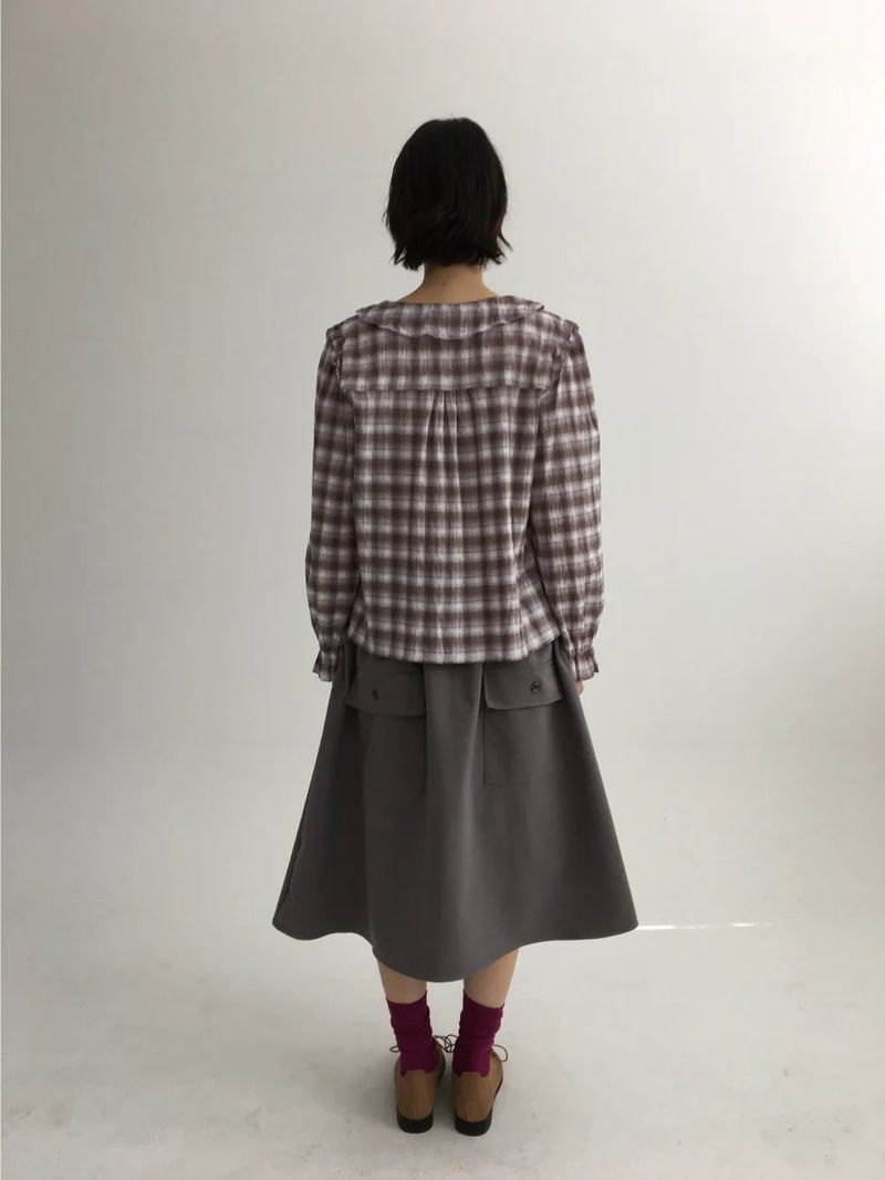 Dinf Frill Check Blouse (1color)