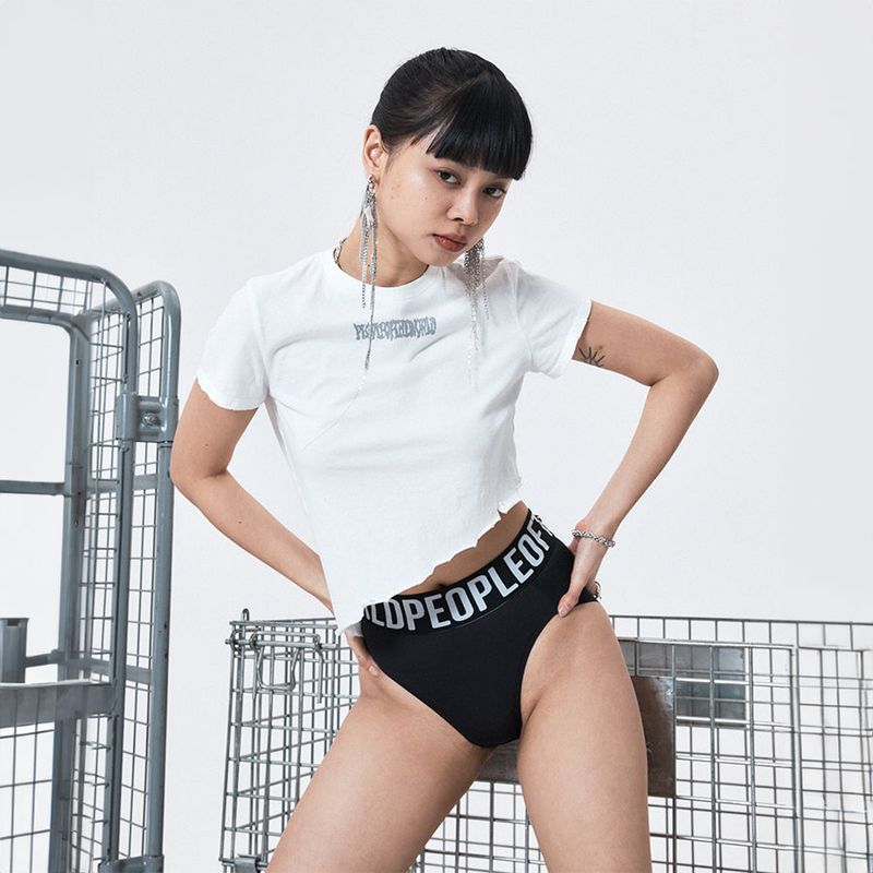 PEOPLEOFTHEWORLD(ピープルオブザワールド)の「Cutting Cropped T-shirt (WHITE)(Tops)」
