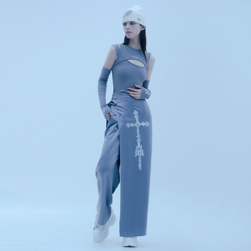 CLUT STUDIO（クラットスタジオ）の「1 0 cross wrap skirt pants - GREY（Pants）」