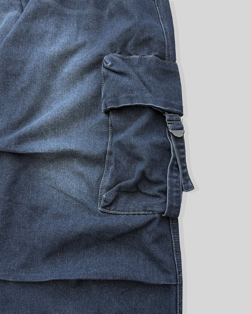 Lace Buckle Wide Cargo Denim