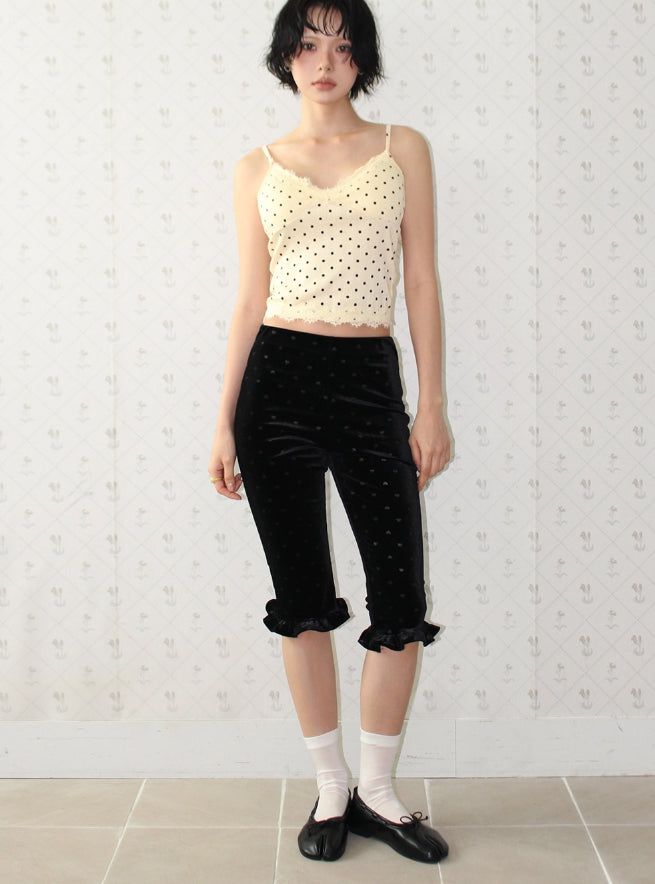 HEART VELVET CAPRI LEGGINGS