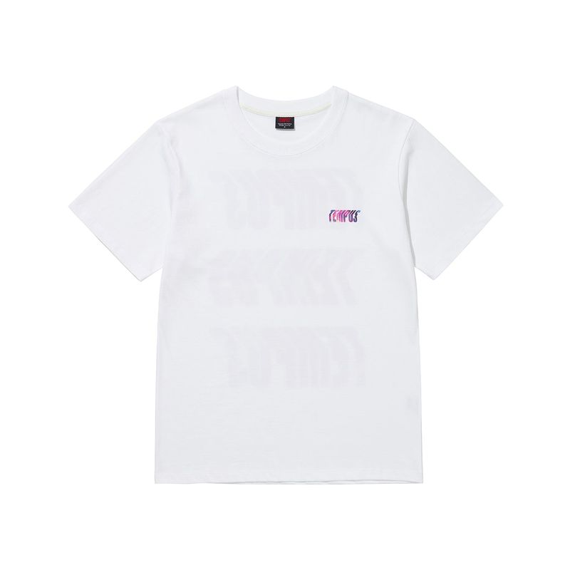 TEMPUSSTUDIO（テンプススタジオ）の「IRIDESCENT MARBLE LOGO T-SHIRTS [WHITE]（Tops）」