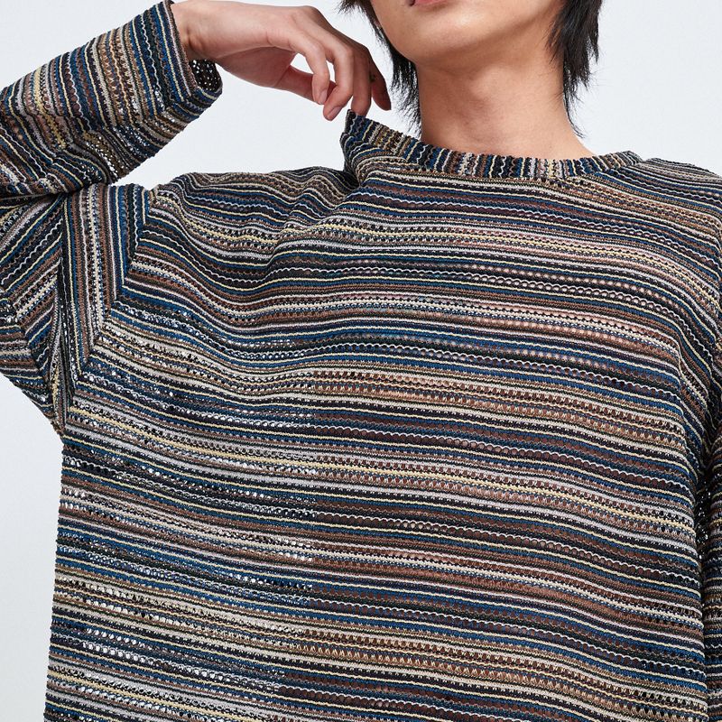 SEE-THROUGH CRAFT KNIT PULLOVER BLUE