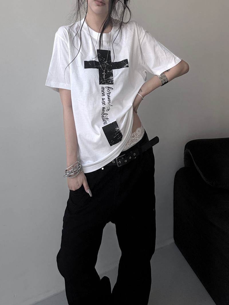 cross lettering crack T (3color)