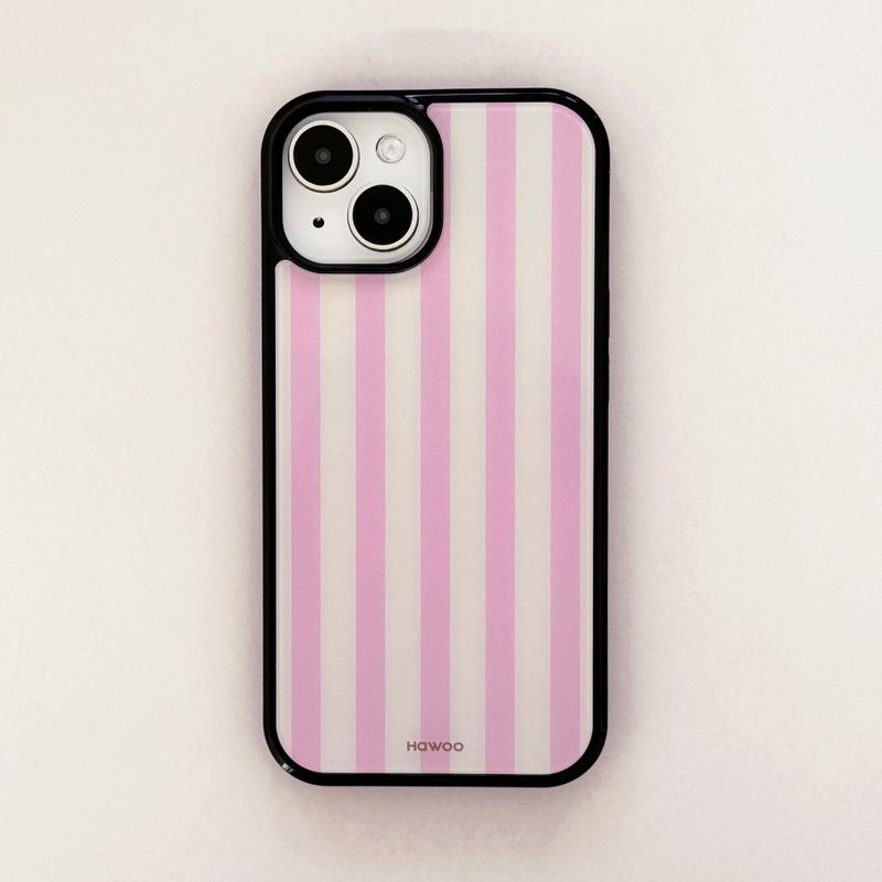 stripe glossy glass bumper case (pink)