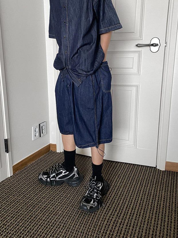 No.0274 denim string wide SHORTS