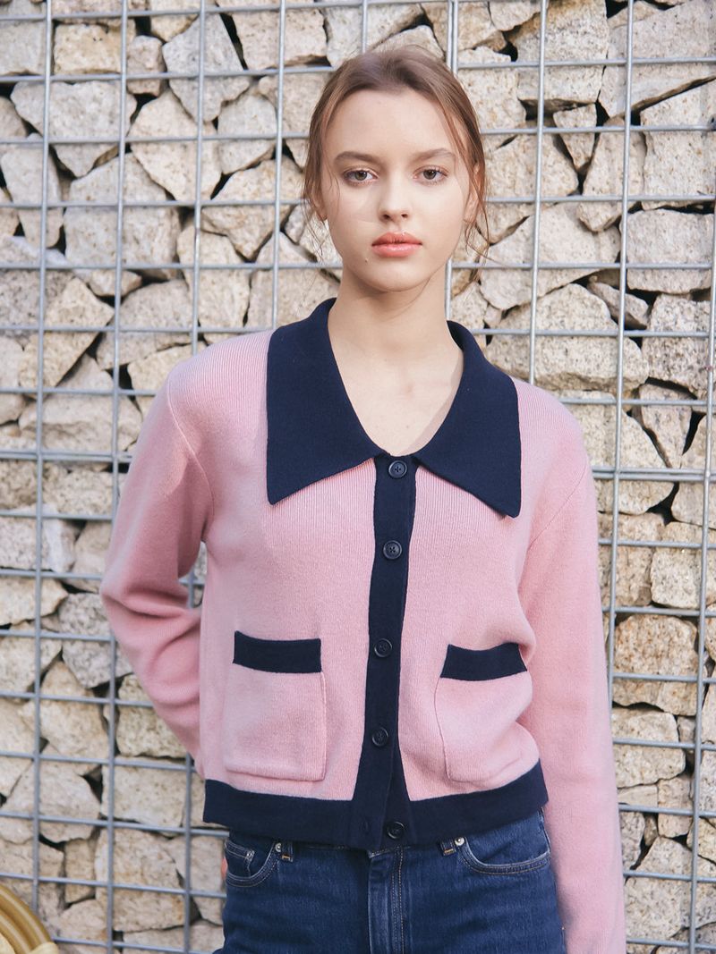vem.ver（ベムバー）の「FLAT COLLAR KNIT CARDIGAN_PINK（）」
