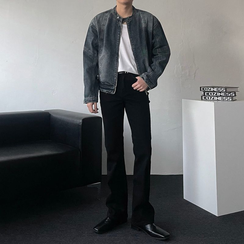 MG incision biker denim jacket (2 colors)