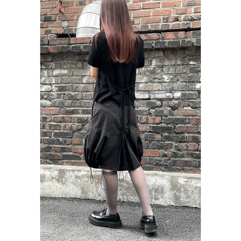 PUMPKIN STRING SKIRT : BLACK
