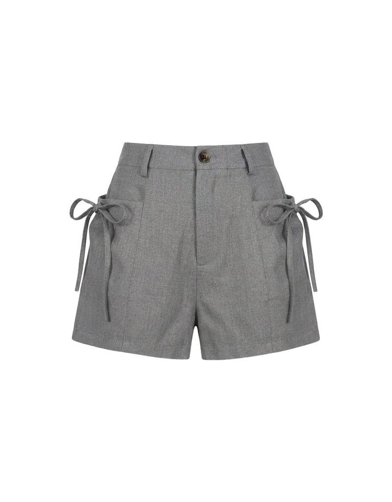 Ribbon Linen Summer Shorts Grey