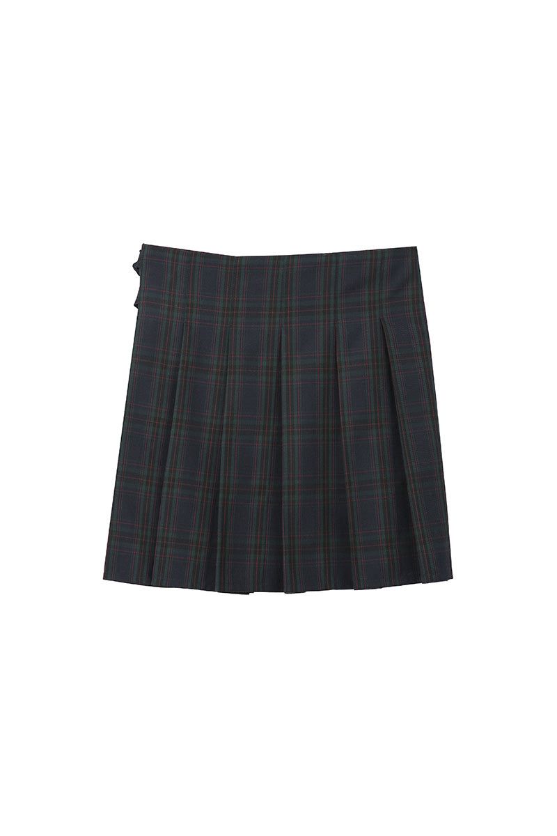 0 6 wool check wrap skirt