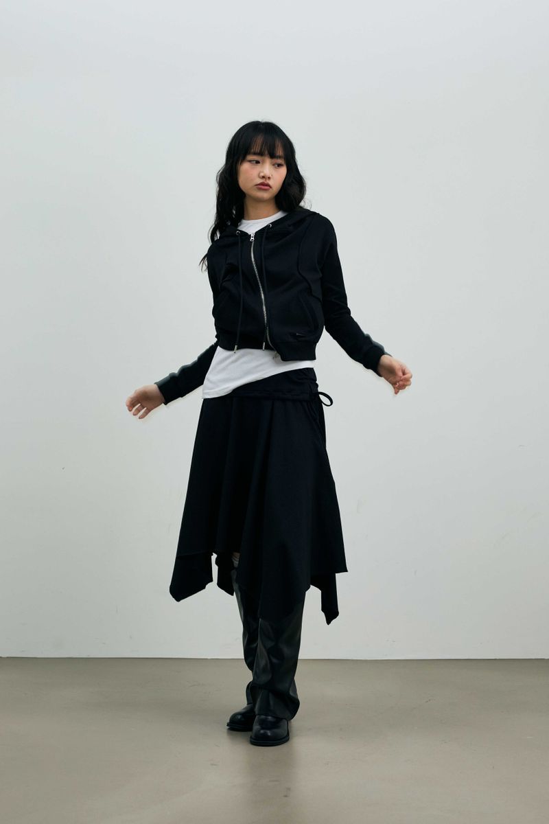  SILENT MIRAGE CROP HOOD ZIP-UP / BLACK