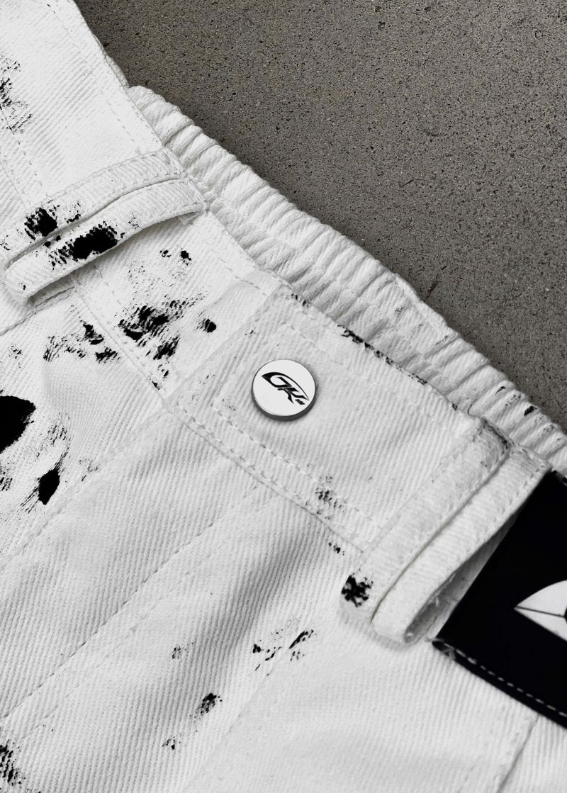 WASH-DENIM CARGO PANTS MULTI POCKET (White)