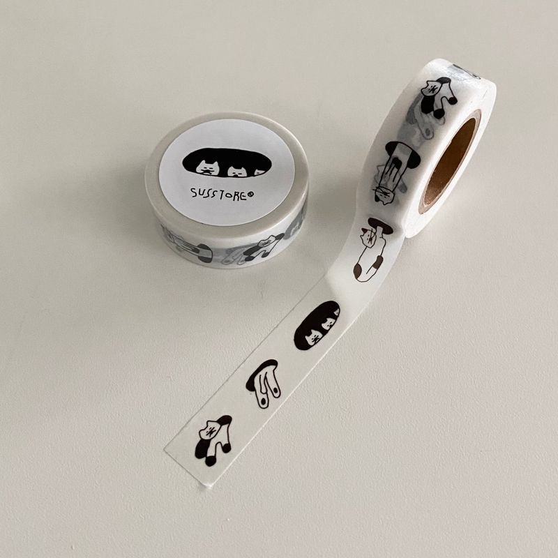 Cat masking tape in a pit