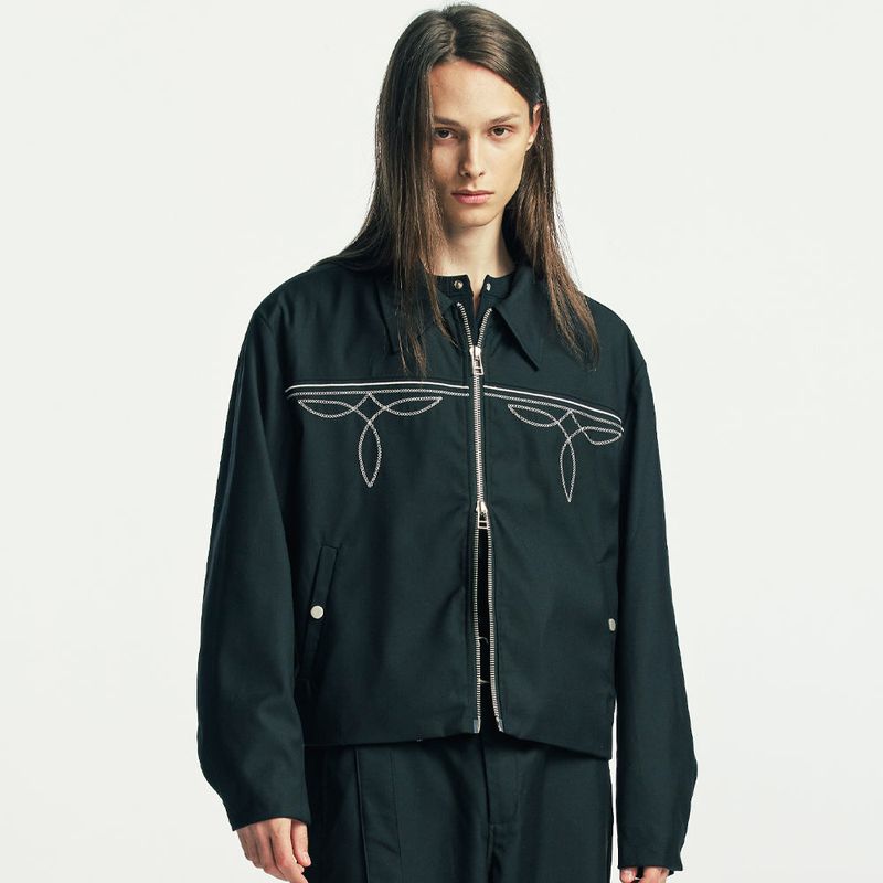 western stitch blouson black