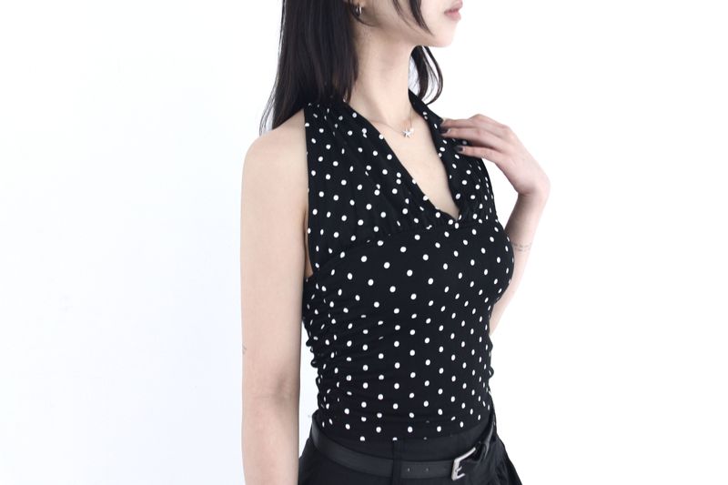 Dot halterneck sleeveless