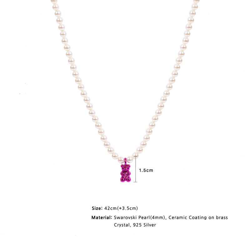 Petit Bear Pearl Necklace_Pink