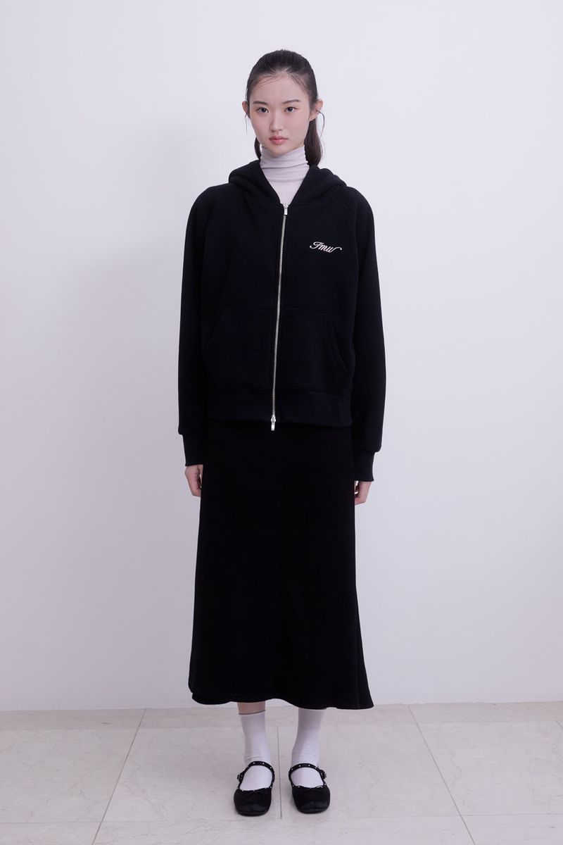 Raglan 2way Hood Zip-up (BLACK)