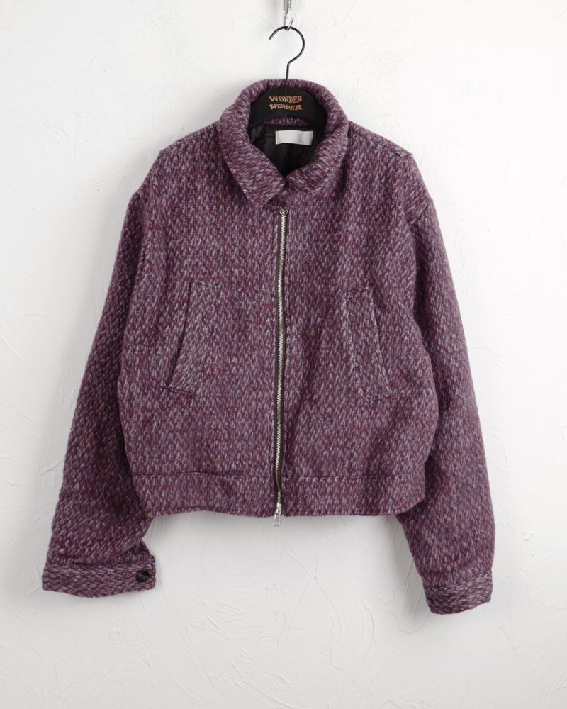 Ato mohair quilted blouson two-way zip-up jumper