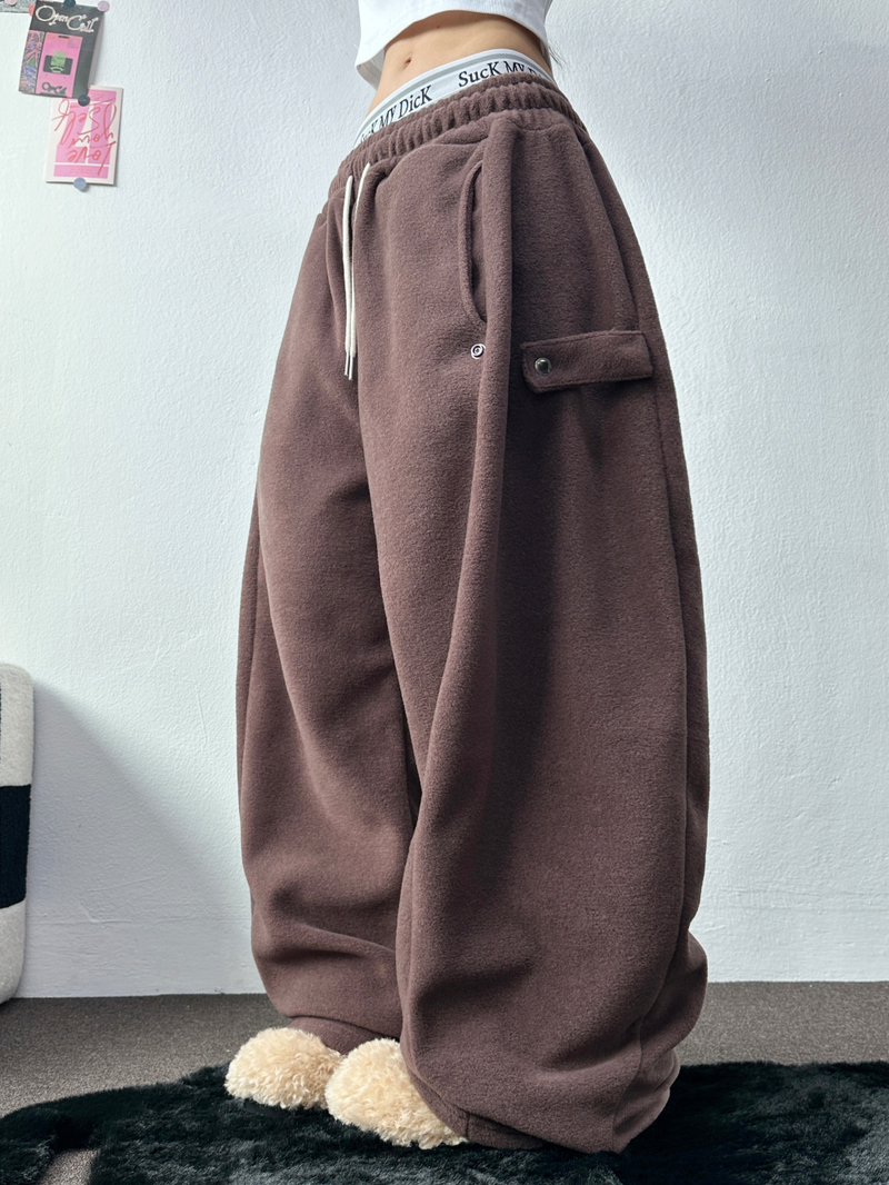 BOTH-SIDES FLEECE SNAP LONG PANTS 🧸🩵🤍6COLOR